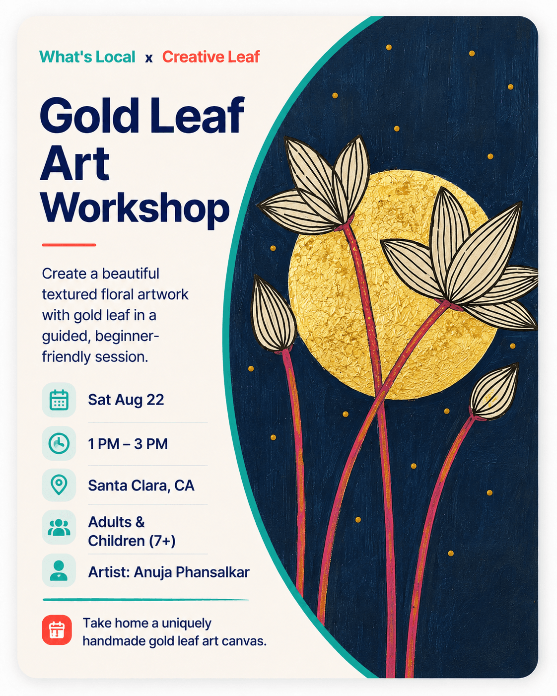 Moonlit Florals - A Guided Gold Leaf Art Workshop