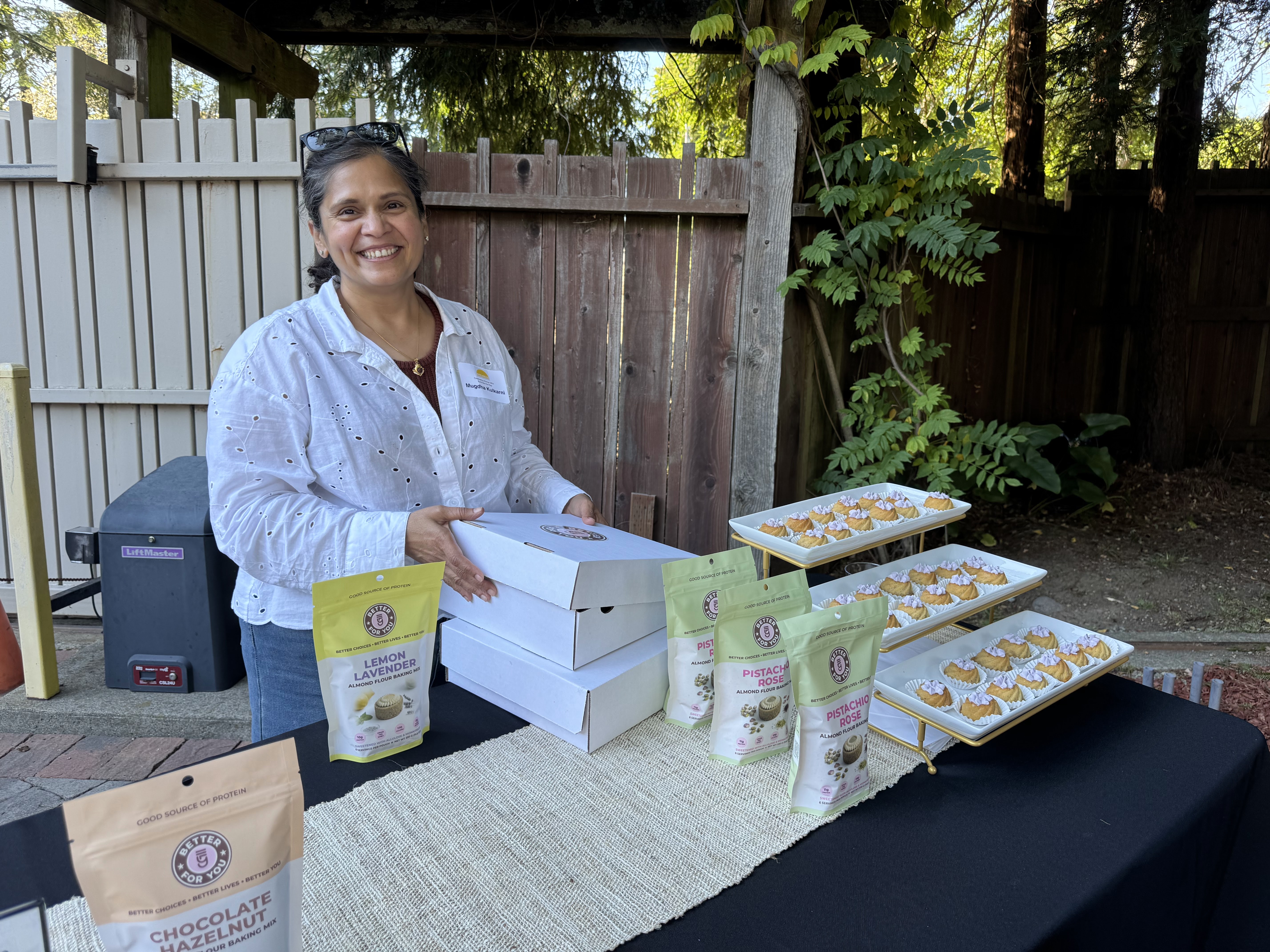 protein-forward, gluten free dessert bites and baking mixes by Better For You and the founder Mugdha